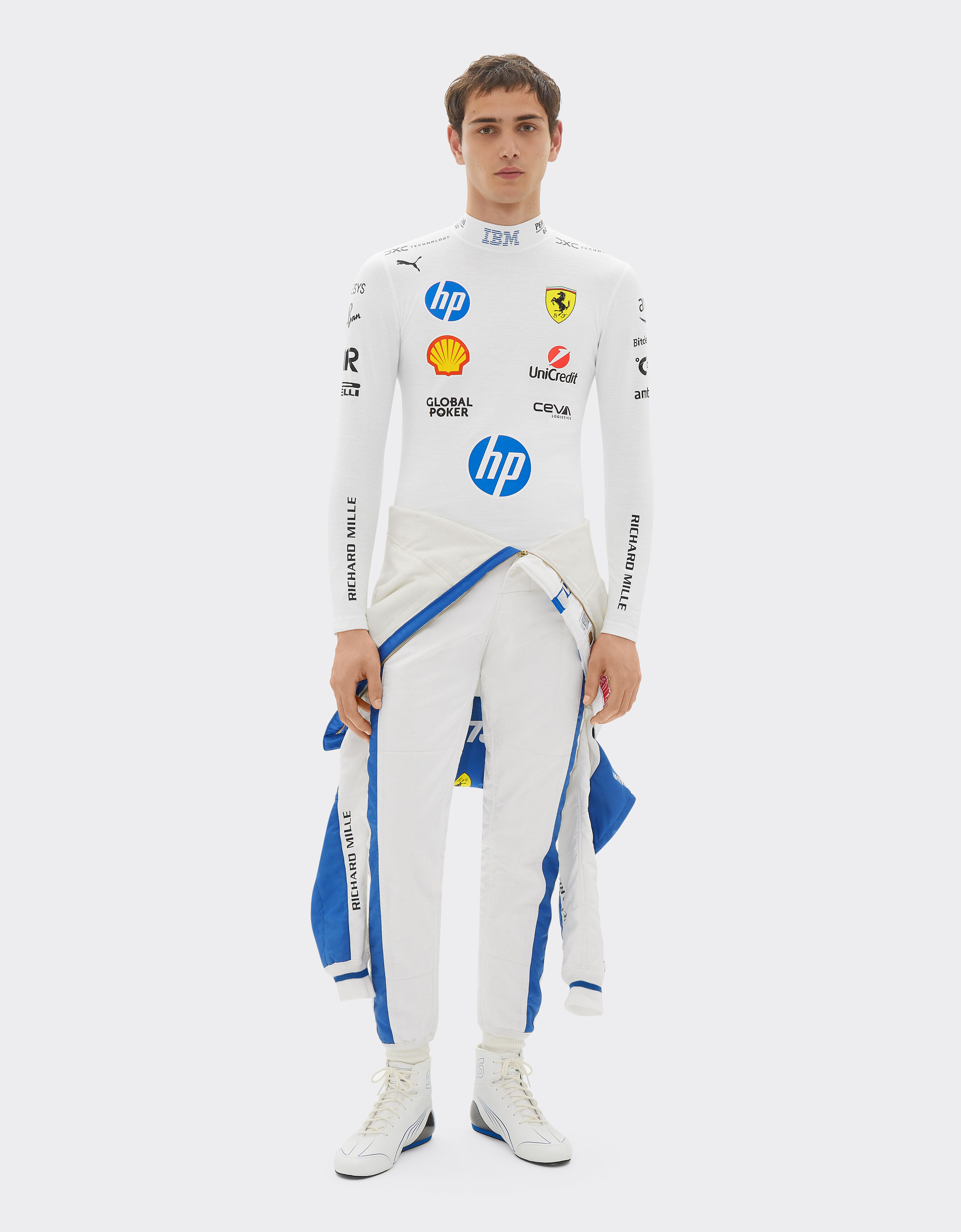 Ferrari Puma for Scuderia Ferrari Lewis Hamilton racing undersuit Optical White LA09Ef