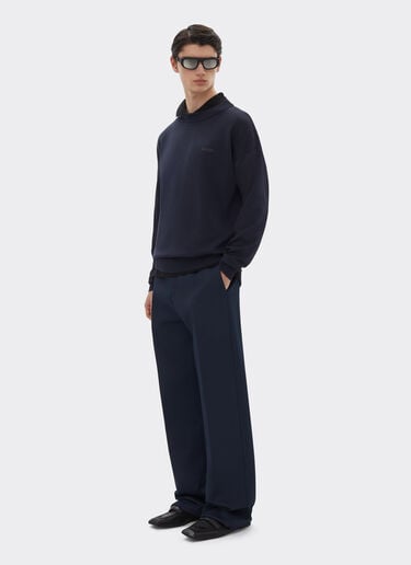 Ferrari Chemise à manches longues en coton et soie Bleu marine 48378f