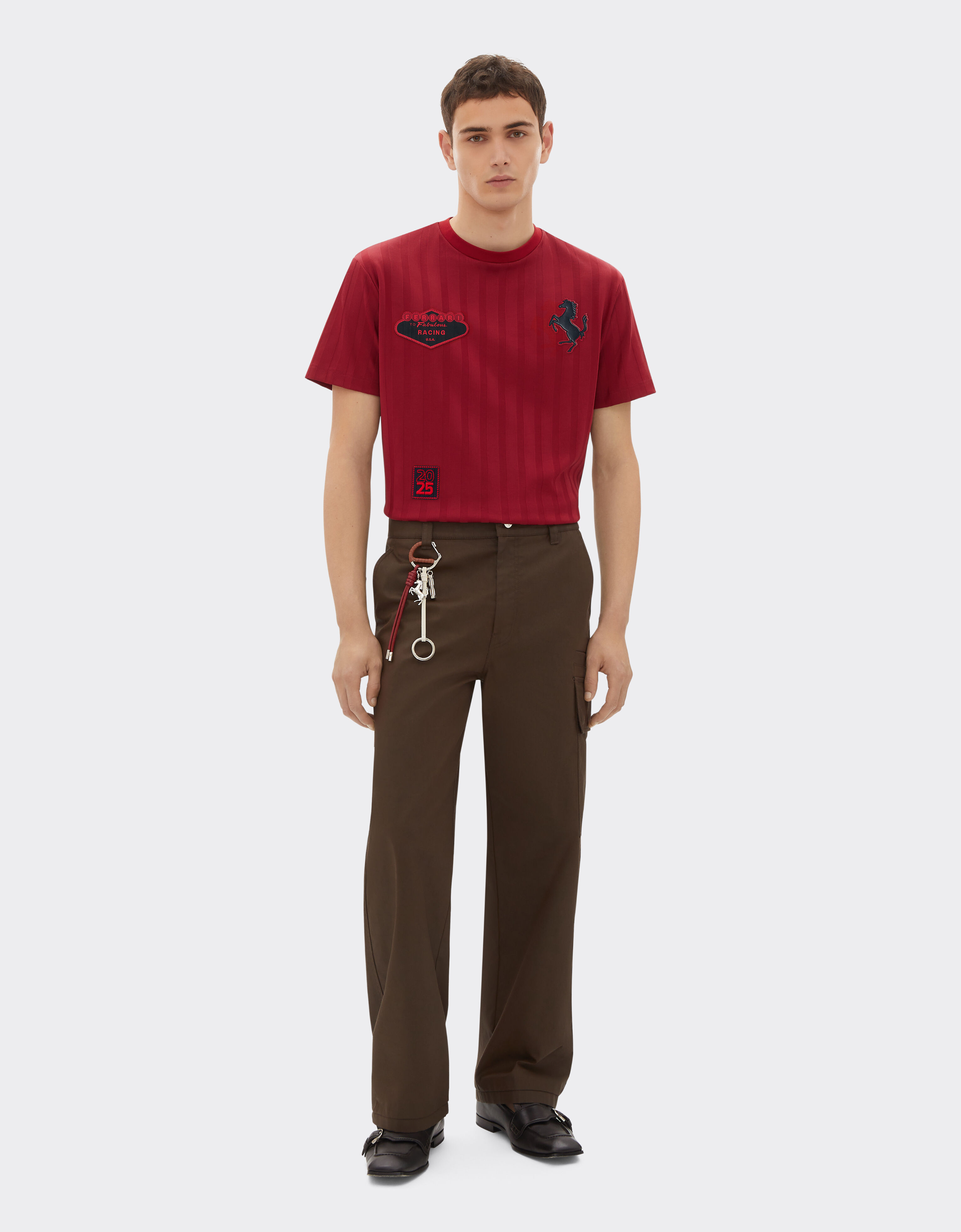 Ferrari Striped cotton T-shirt with Ferrari logo Maison Red 51023f