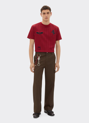 Ferrari Striped cotton T-shirt with Ferrari logo Maison Red 51023f