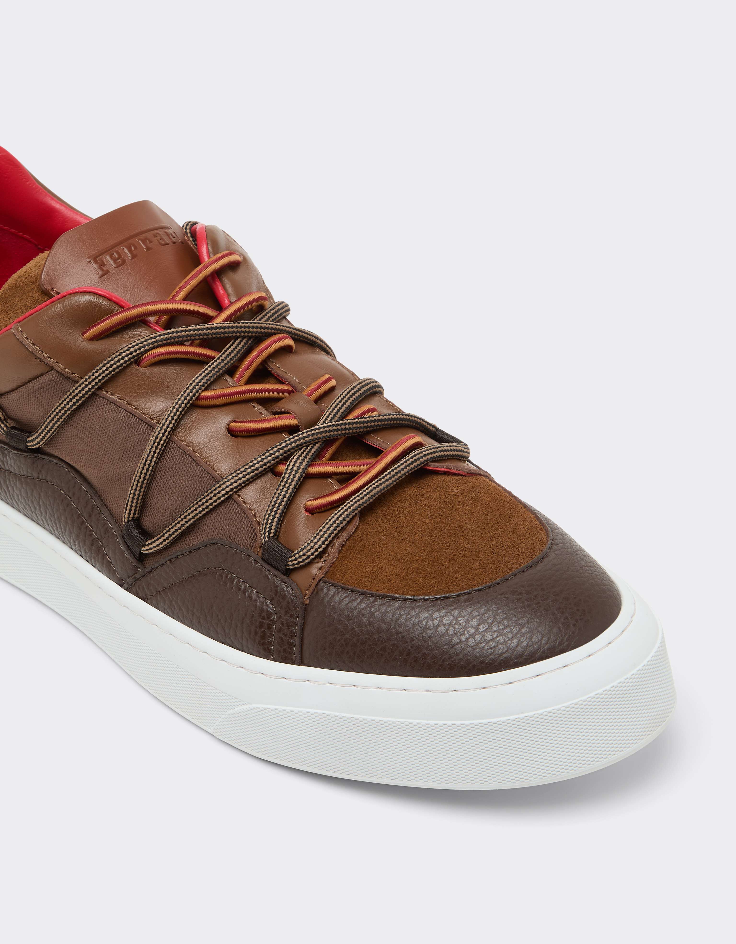 Low-top trainers in smooth and suede leather Ferrari Low-top trainers in smooth and suede leather Caffè CSMLT0006XA00015f