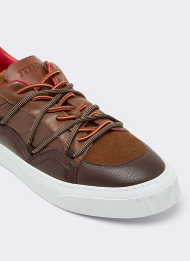 Low-top trainers in smooth and suede leather Ferrari Low-top trainers in smooth and suede leather Caffè CSMLT0006XA00015f