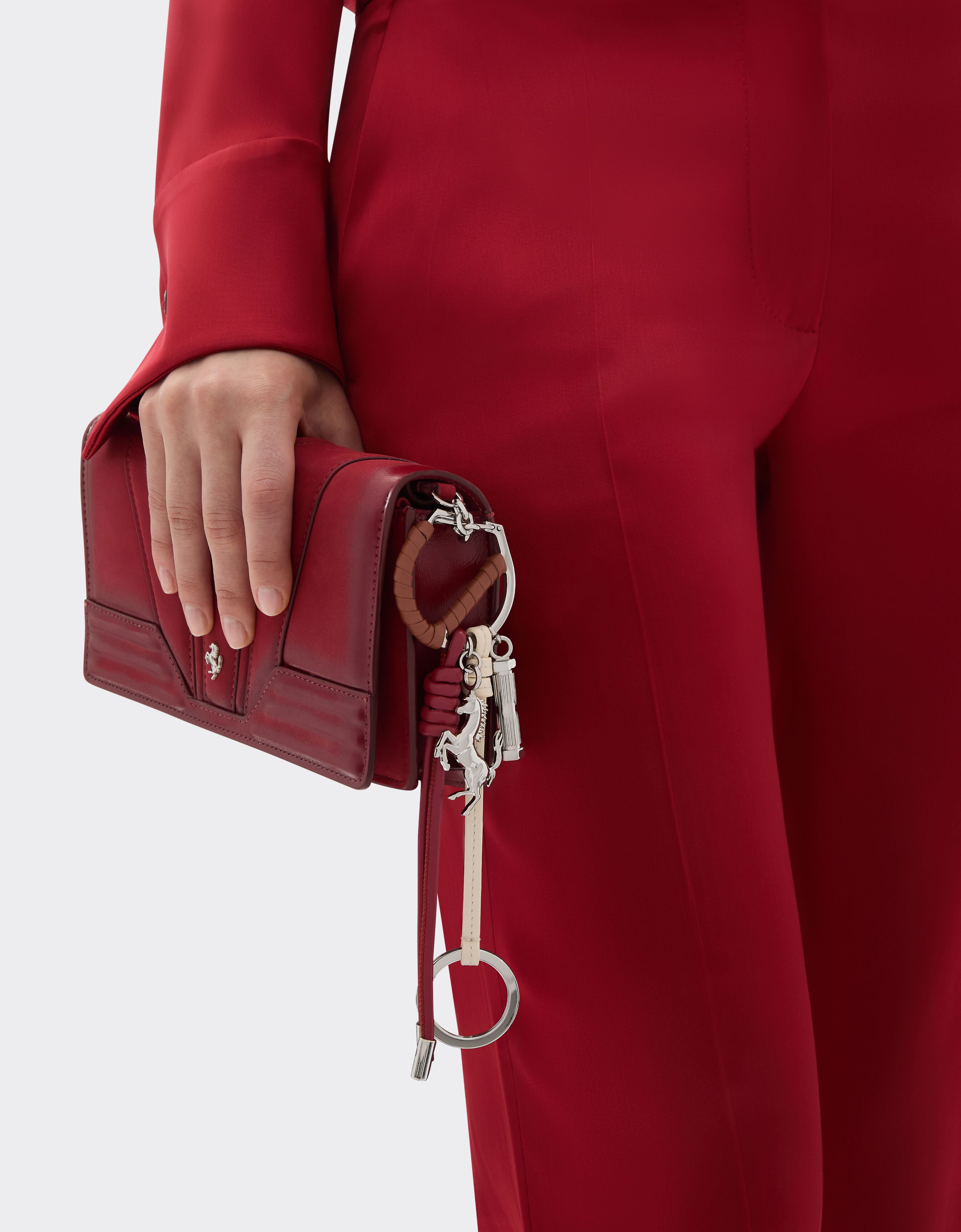 Multicolored metal and leather keyring with charm Ferrari Multicolored metal and leather keyring with charm Tobacco 50011f