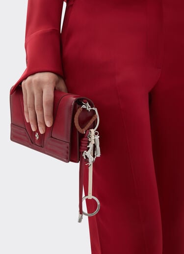 Multicolored metal and leather keyring with charm Ferrari Multicolored metal and leather keyring with charm Tobacco 50011f