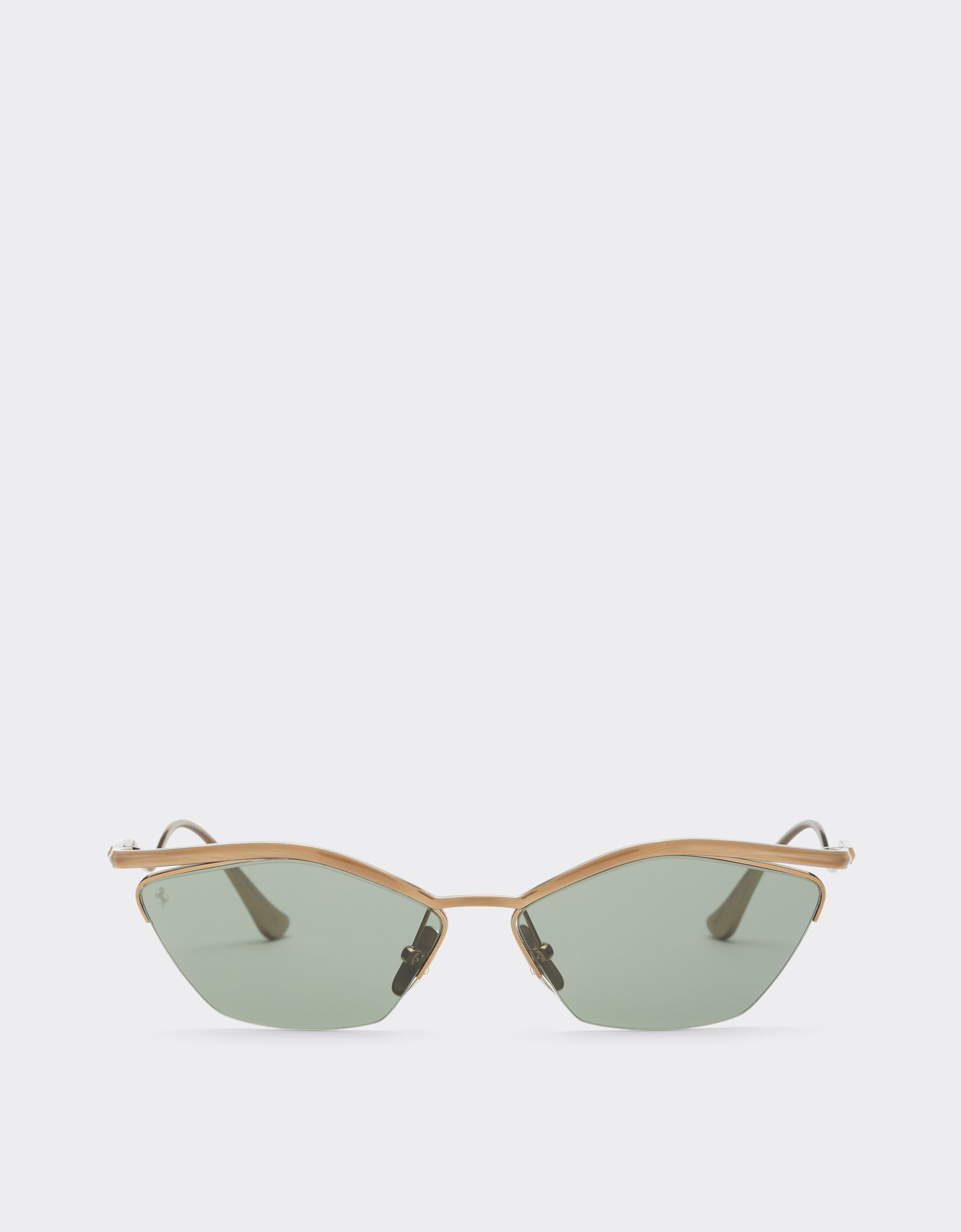 Ferrari Lunettes de soleil Ferrari en titane doré brillant avec verres vert foncé Oro LA0KVf