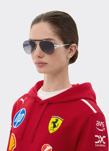 Ferrari Ray-Ban for Scuderia Ferrari RB3762M en métal argenté avec des verres bleus dégradés gris Argent LA018f