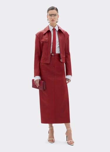 Ferrari Midi skirt in deer-effect nappa leather Maison Red 49912f