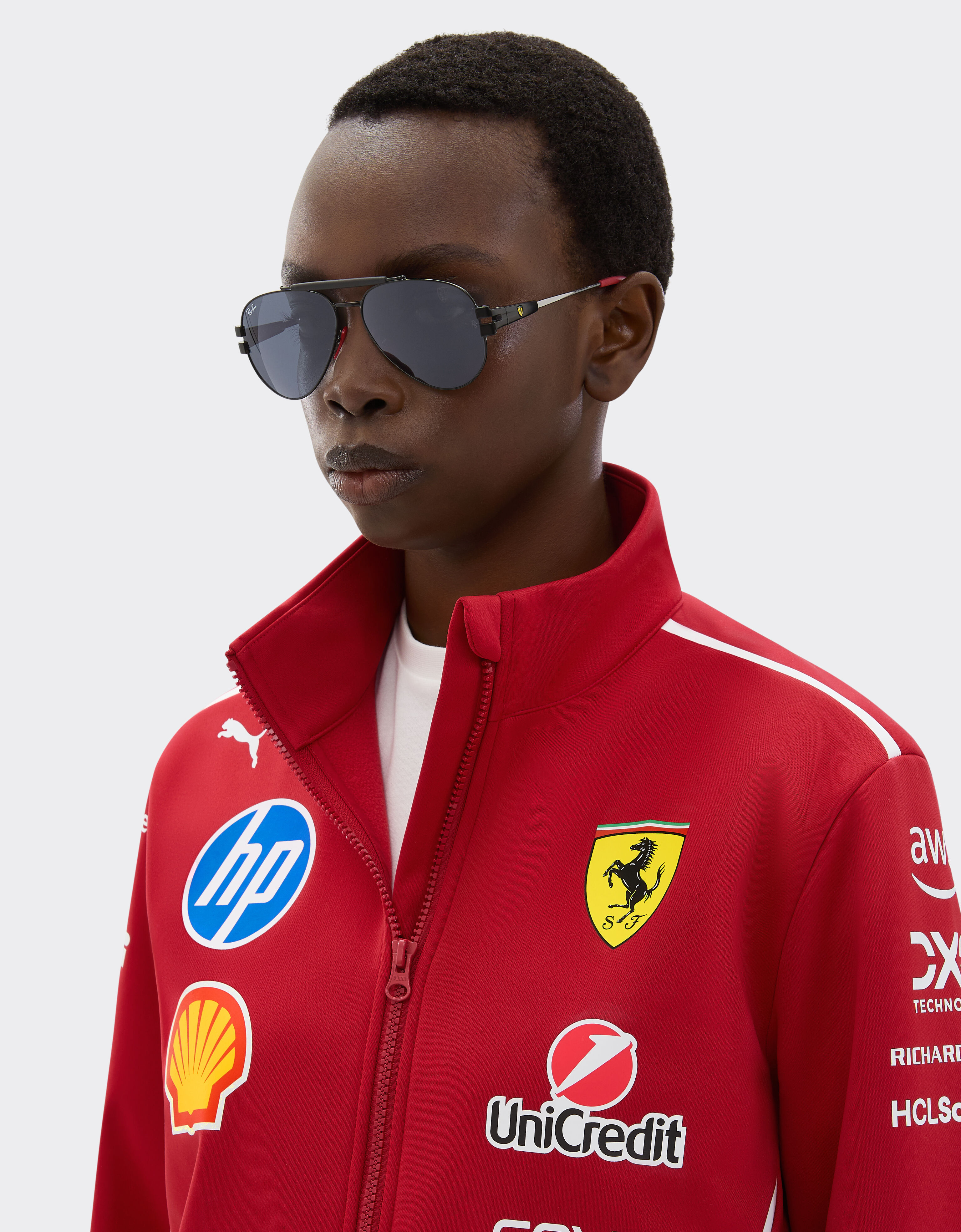 Ferrari Ray-Ban for Scuderia Ferrari RB3762M in black metal with dark grey lenses Black LA01Af