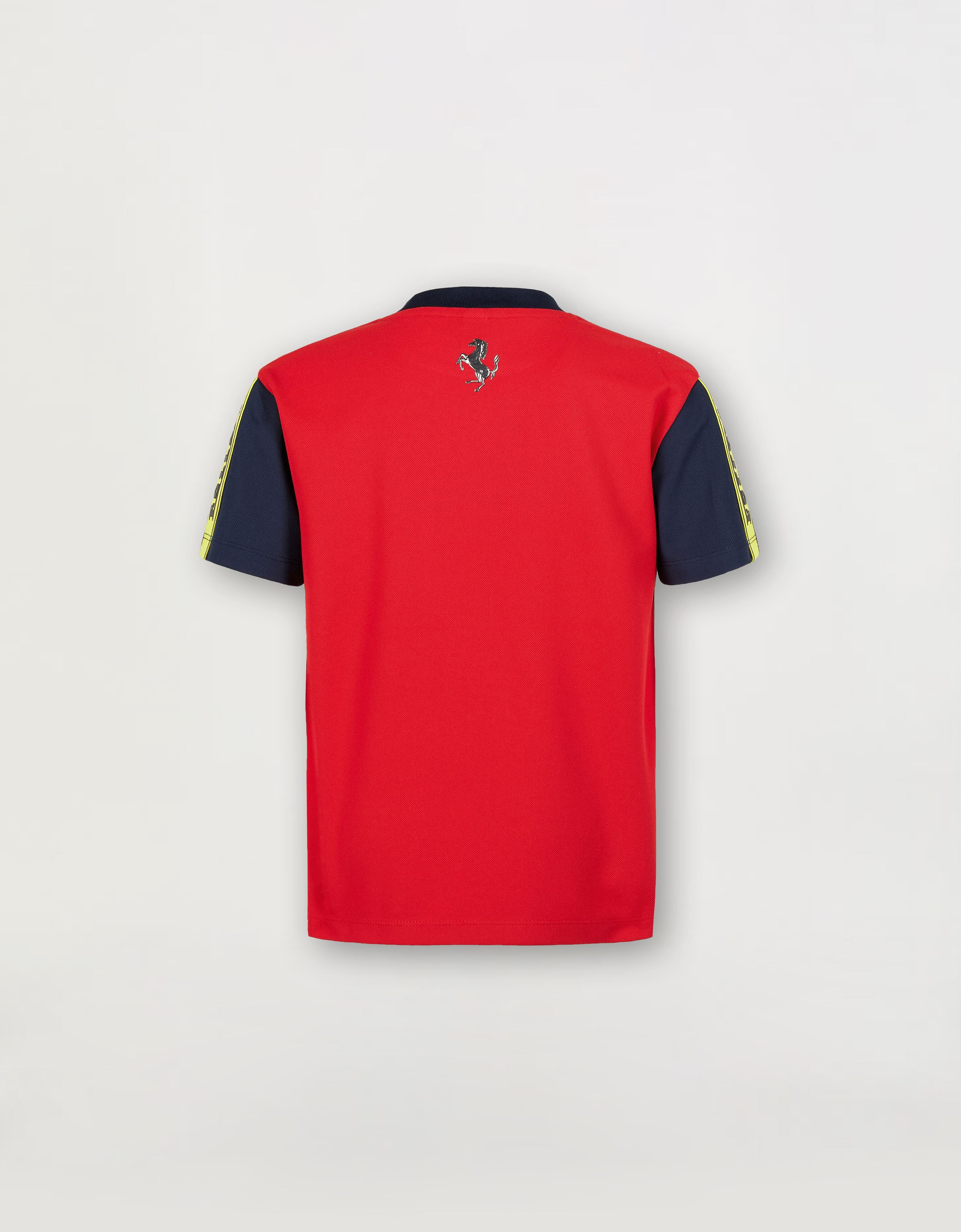 Ferrari Boys’ T-shirt in recycled technical piqué with Ferrari tape Rosso Corsa 47252fK