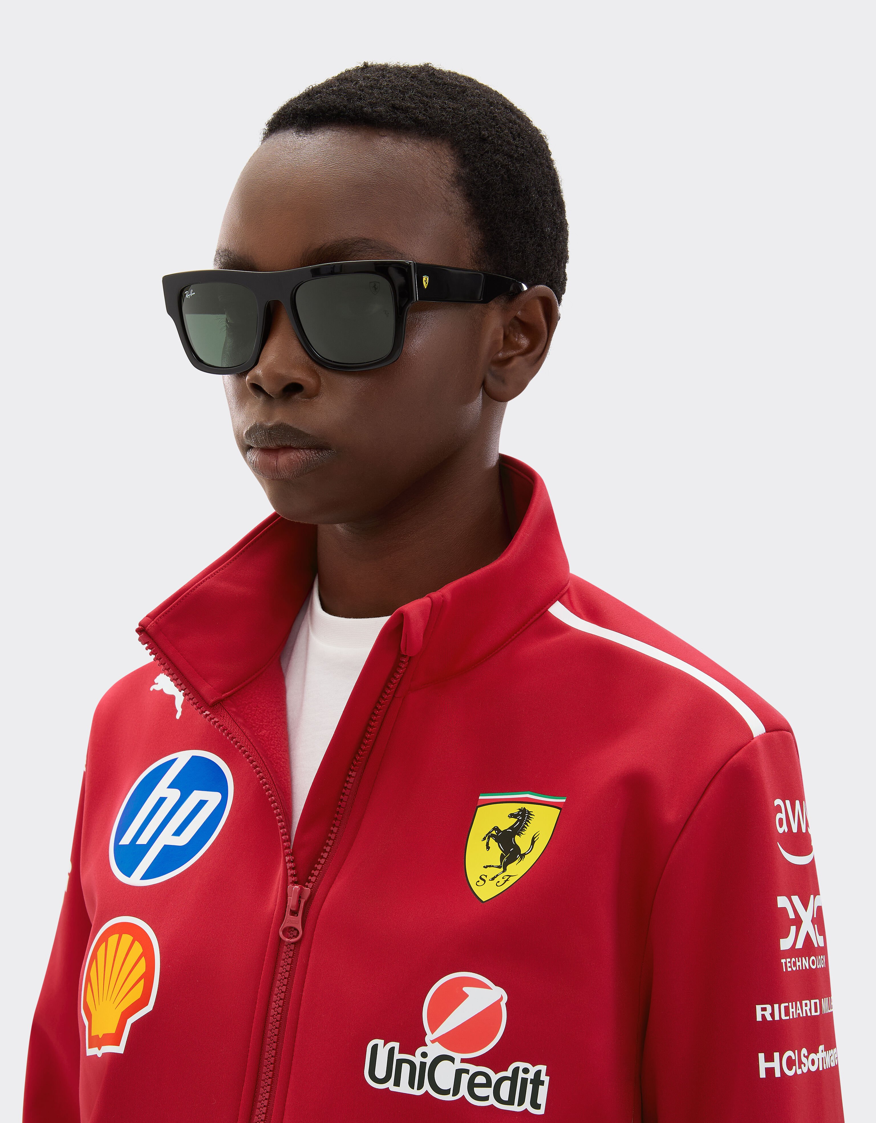 Ferrari Ray-Ban for Scuderia Ferrari RB2217M in black acetate with dark green lenses Black LA01Kf