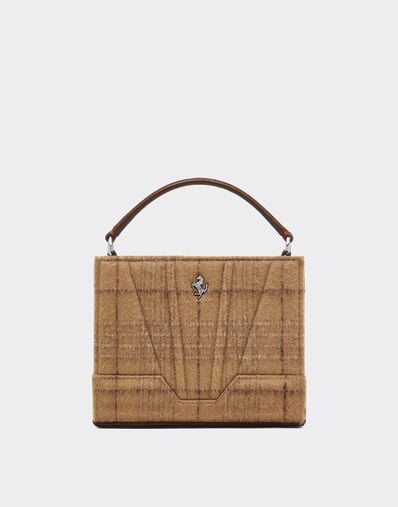 Ferrari Ferrari GT micro tote bag in wool tartan and suede leather Espresso 49126f