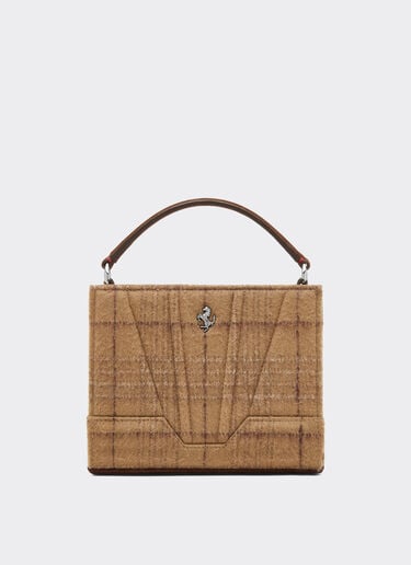 Ferrari GT micro tote bag in wool tartan and suede leather Ferrari Ferrari GT micro tote bag in wool tartan and suede leather Espresso 49126f