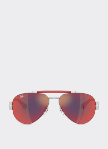 Ferrari Ray-Ban for Scuderia Ferrari RB3762M in silver-tone metal with blue/red mirror dark grey lenses Silver LA017f