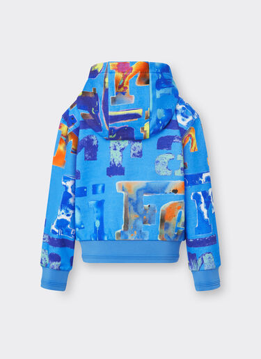 Ferrari Sweatshirt with hood and Graffiti Multicolor print Antique Blue 48543fK