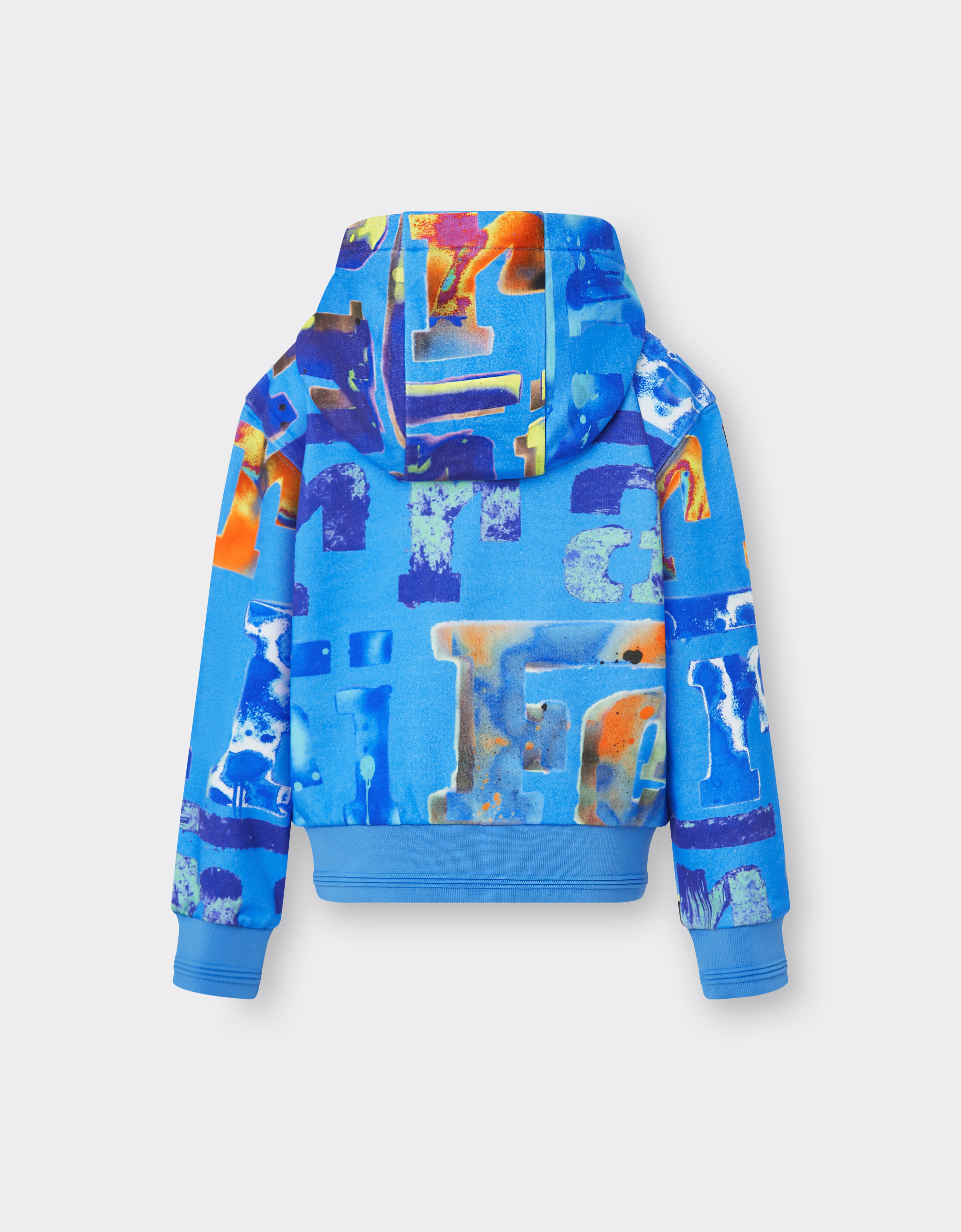 Ferrari Kapuzen-Sweatshirt mit Graffiti Multicolor-Print Pastellblau 48543fK