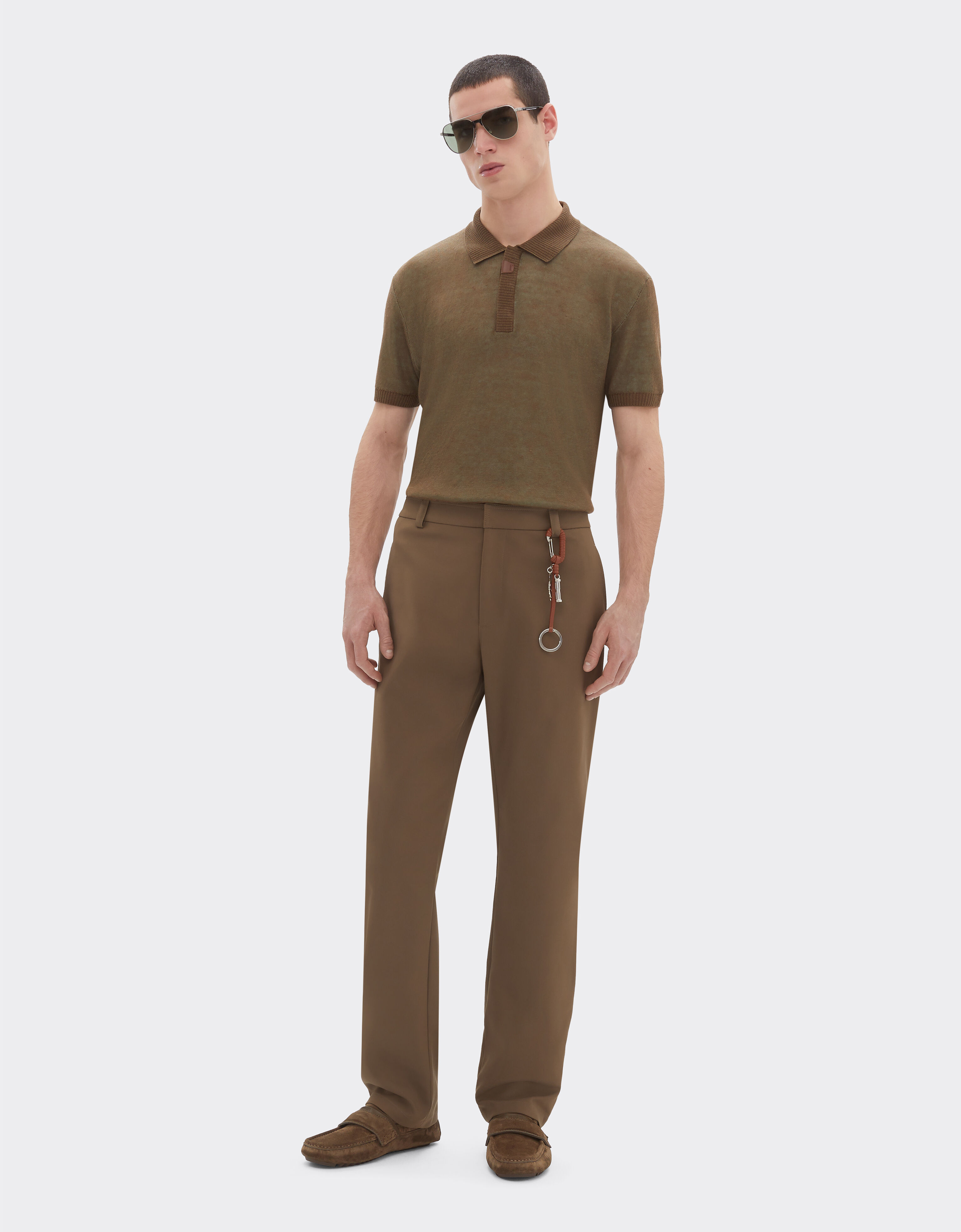 Ferrari Pantalon chino en coton technique Khaki Green 50793f