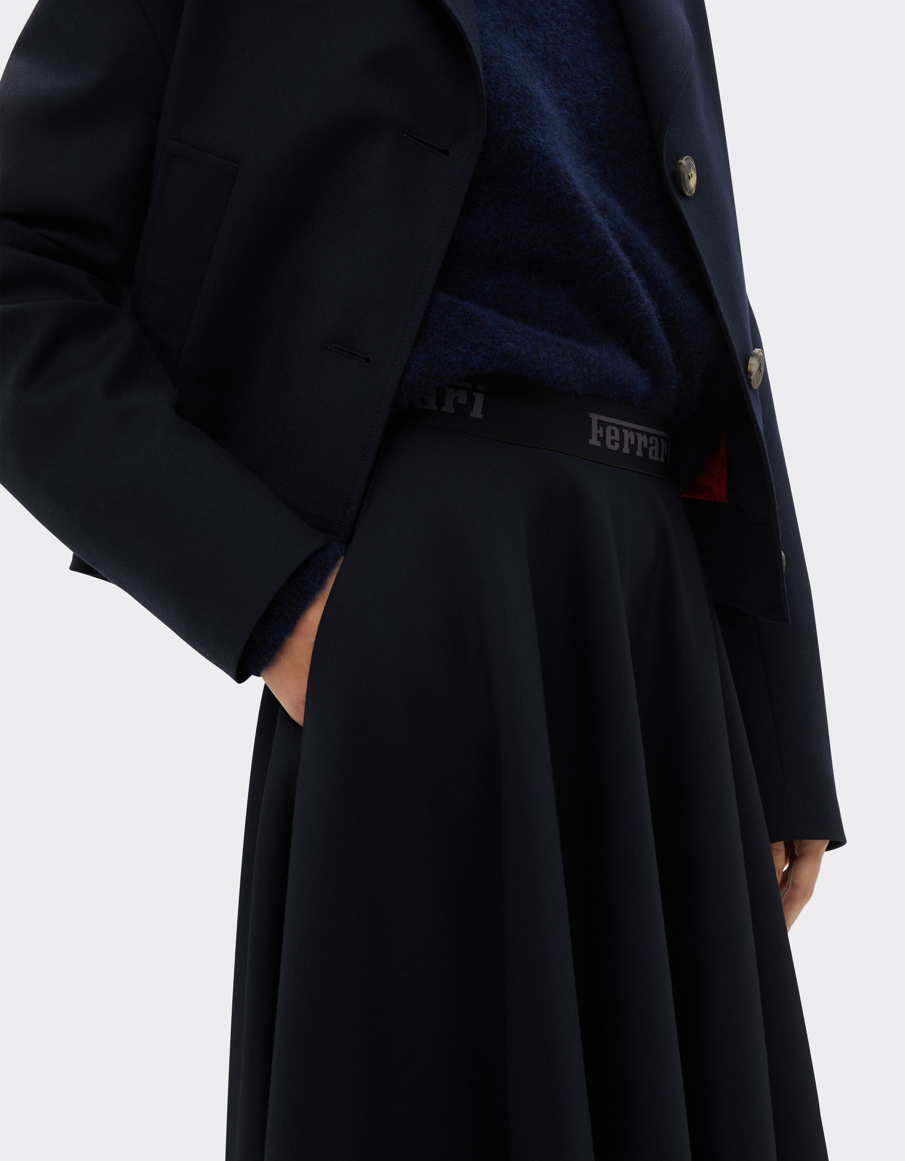 Ferrari Long skirt in wool foulé Navy 21161f