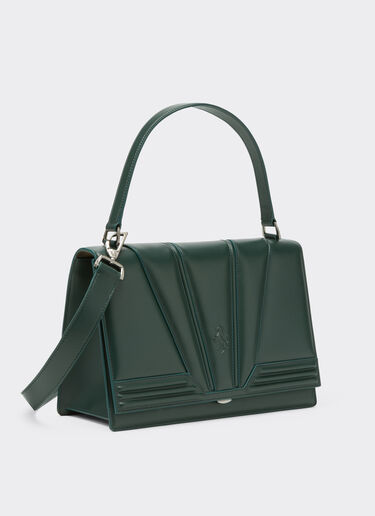 Ferrari Crossbody bag in smooth leather with 3D motifs Dark Green 20324f