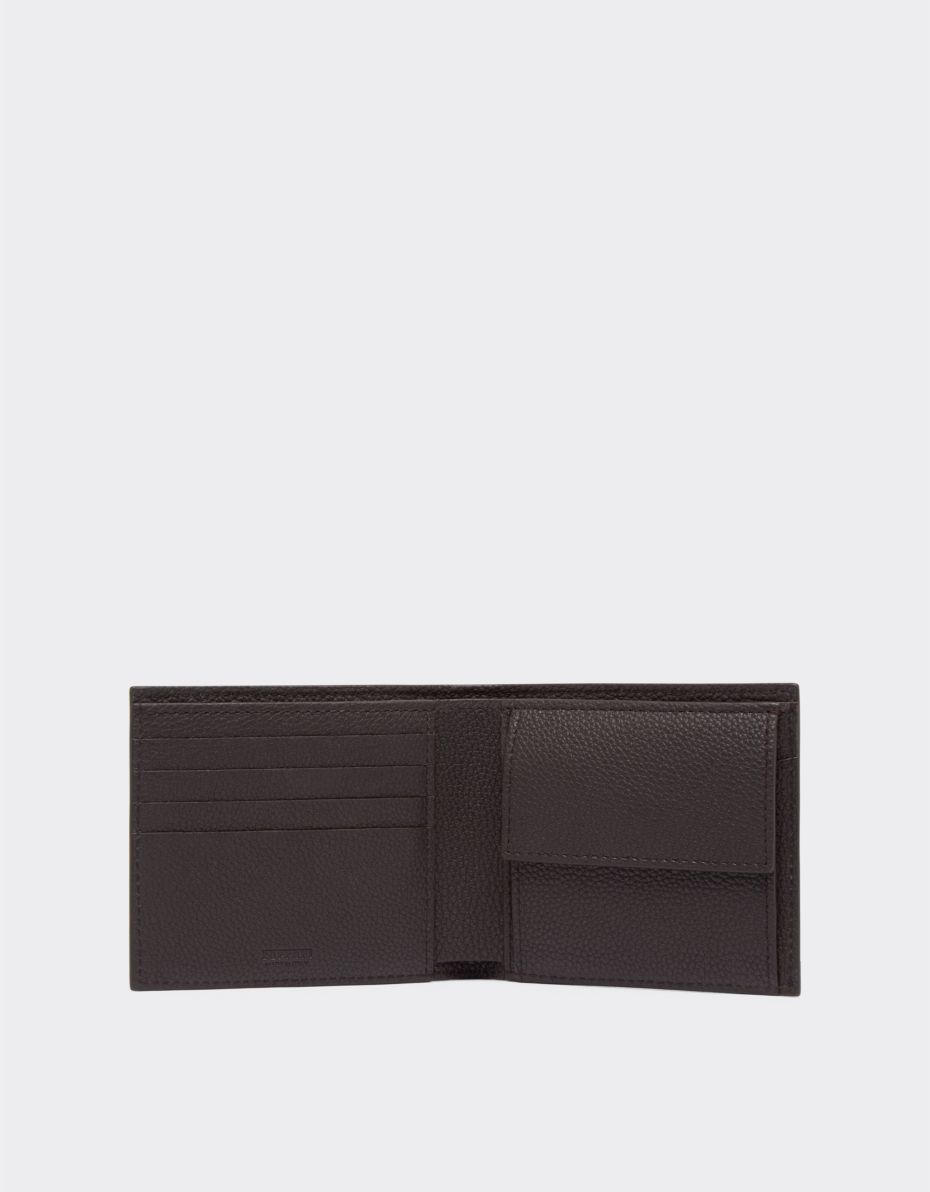 Ferrari Portefeuille horizontal en cuir grainé avec cheval cabré Dark Brown 20620f