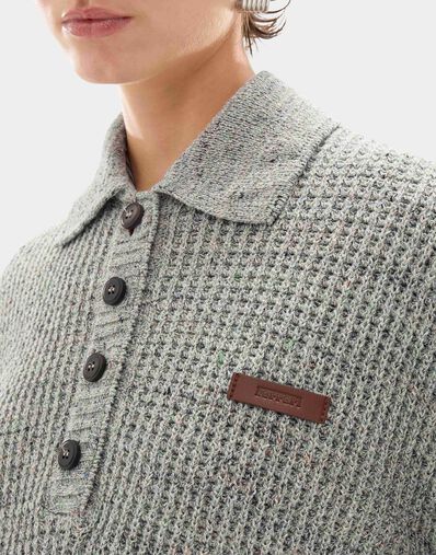 Ferrari Long-sleeved Denim-effect Polo Shirt Beige CKWPO0003KCO0008f