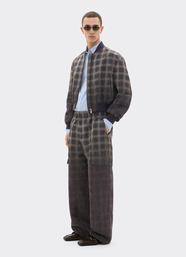 Ferrari Trousers in chiné check printed nylon Mahogany 22633f
