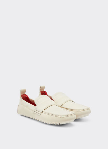 Ferrari Driver loafers in nubuck leather Ecru 22034f