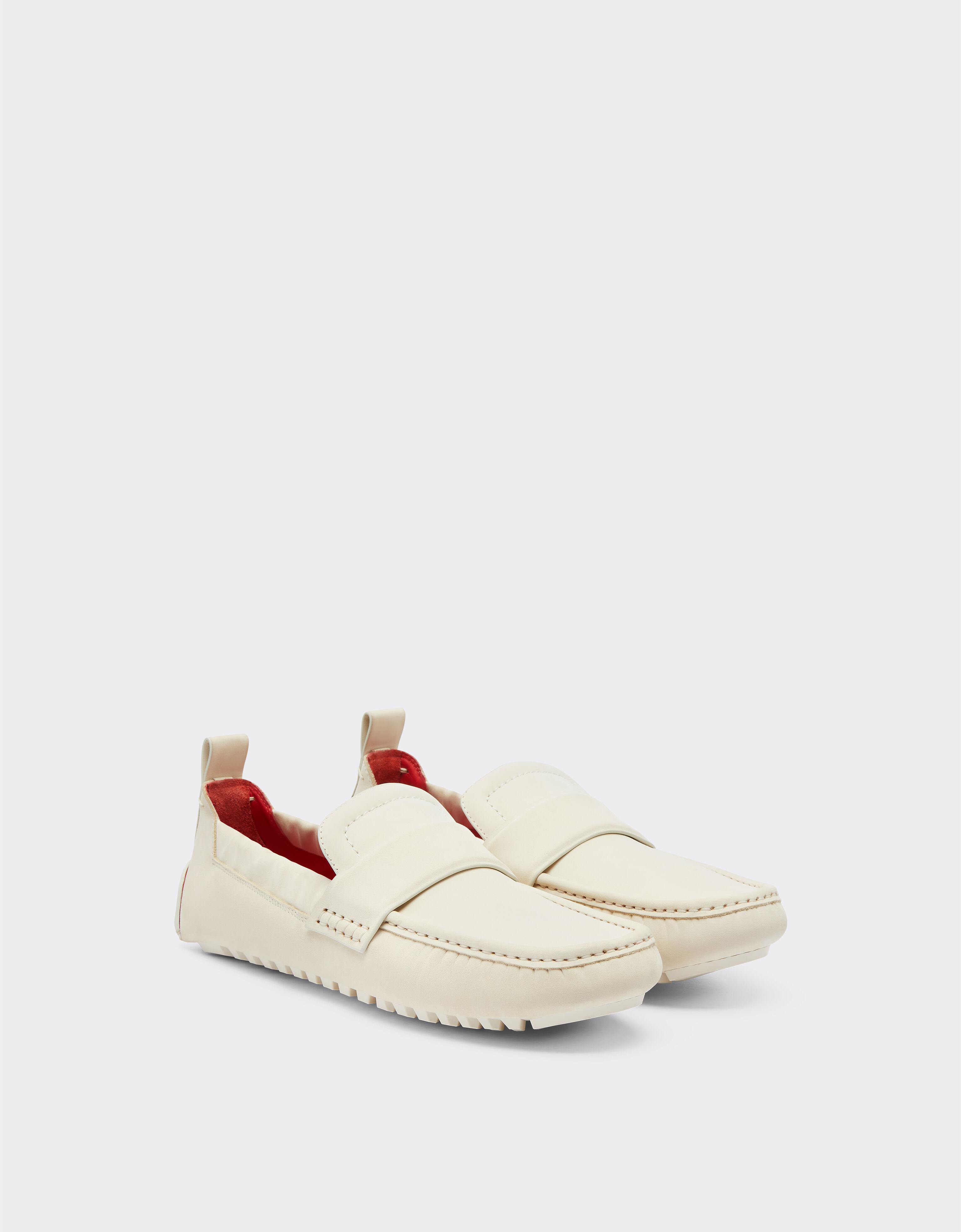 Ferrari Driver loafers in nubuck leather Ecru 22034f