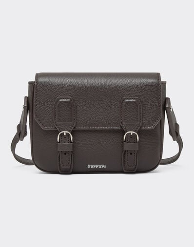 Ferrari Mini Messenger Bag in Hammered Leather Dark brown 50582f