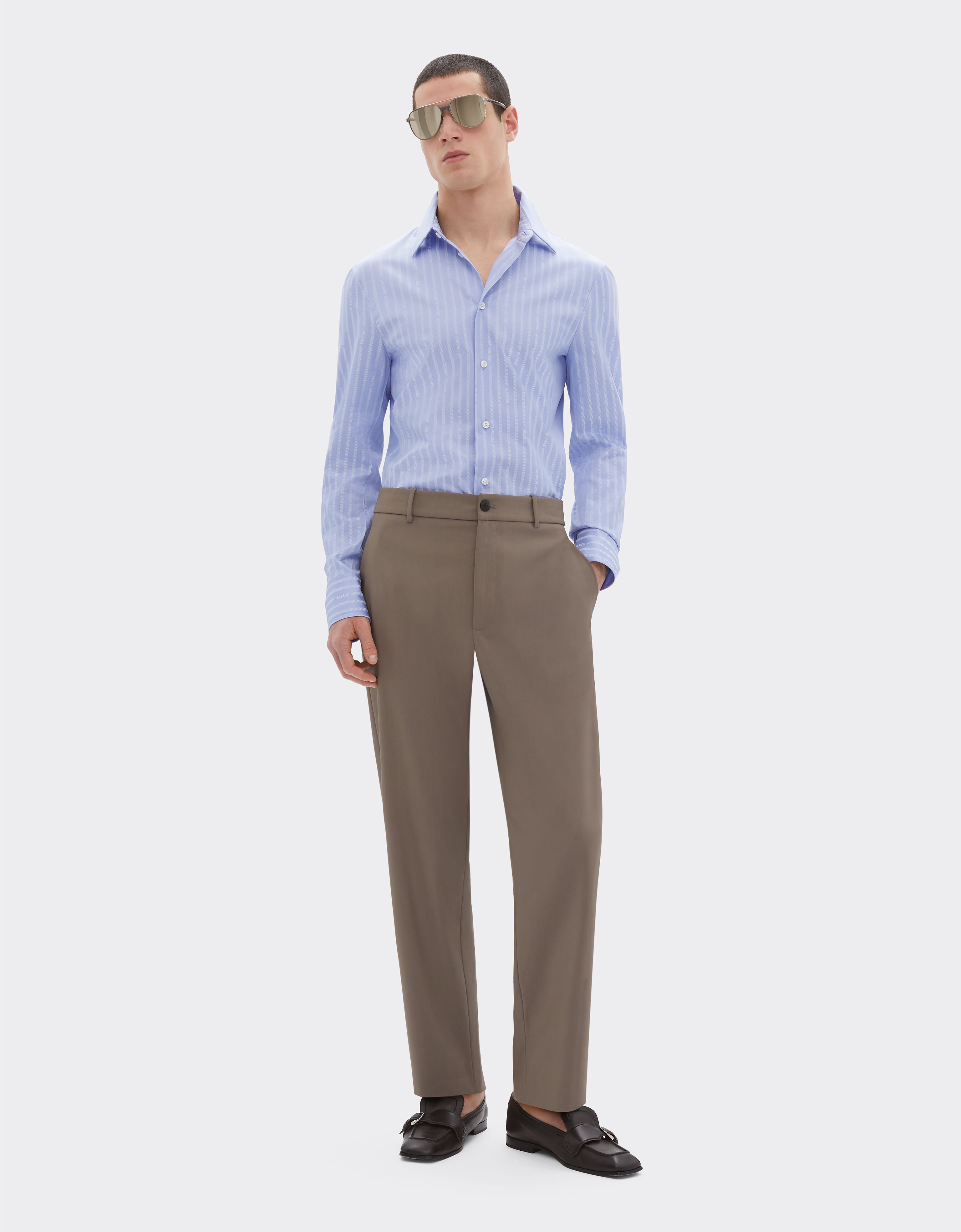 Ferrari Cotton shirt with Ferrari Monogram motif Oxford Blue 50810f