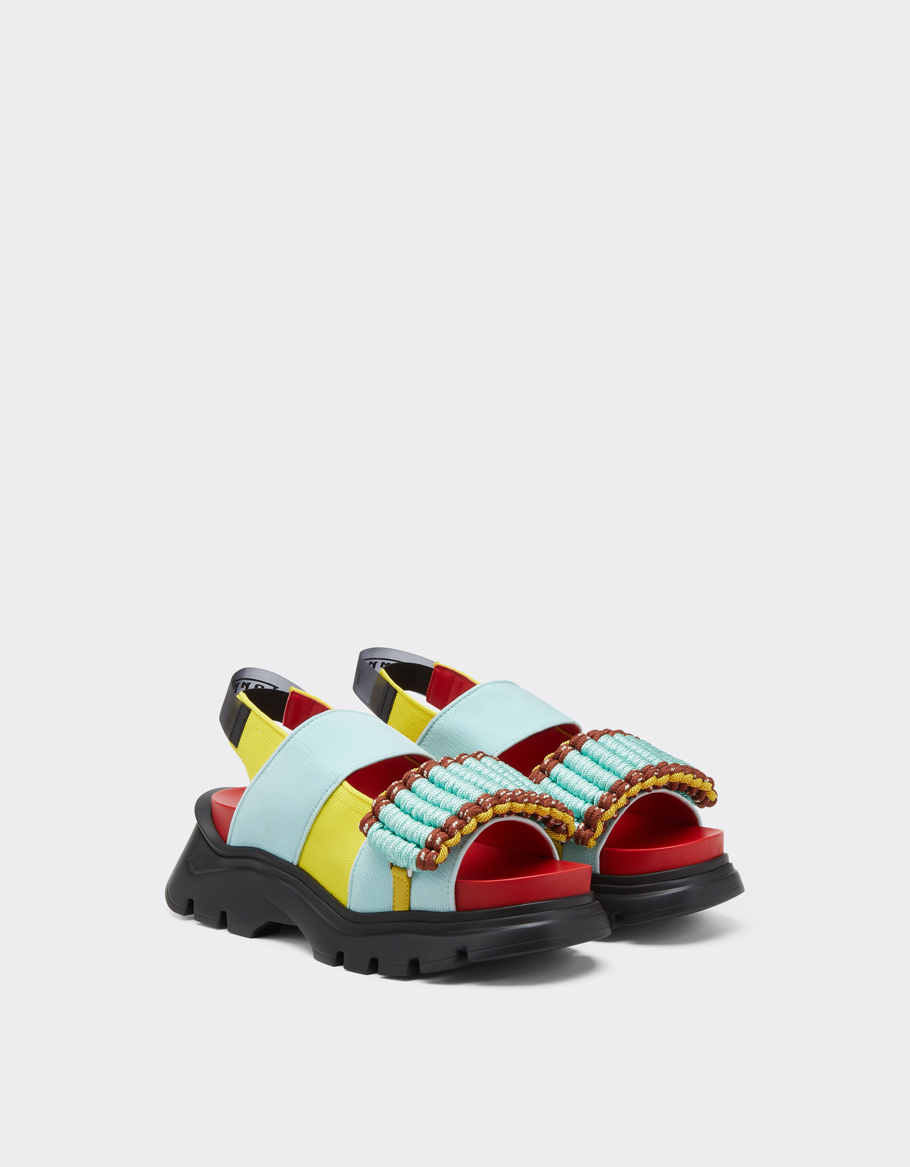 Sandals in stretch mesh in Aquamarine Ferrari