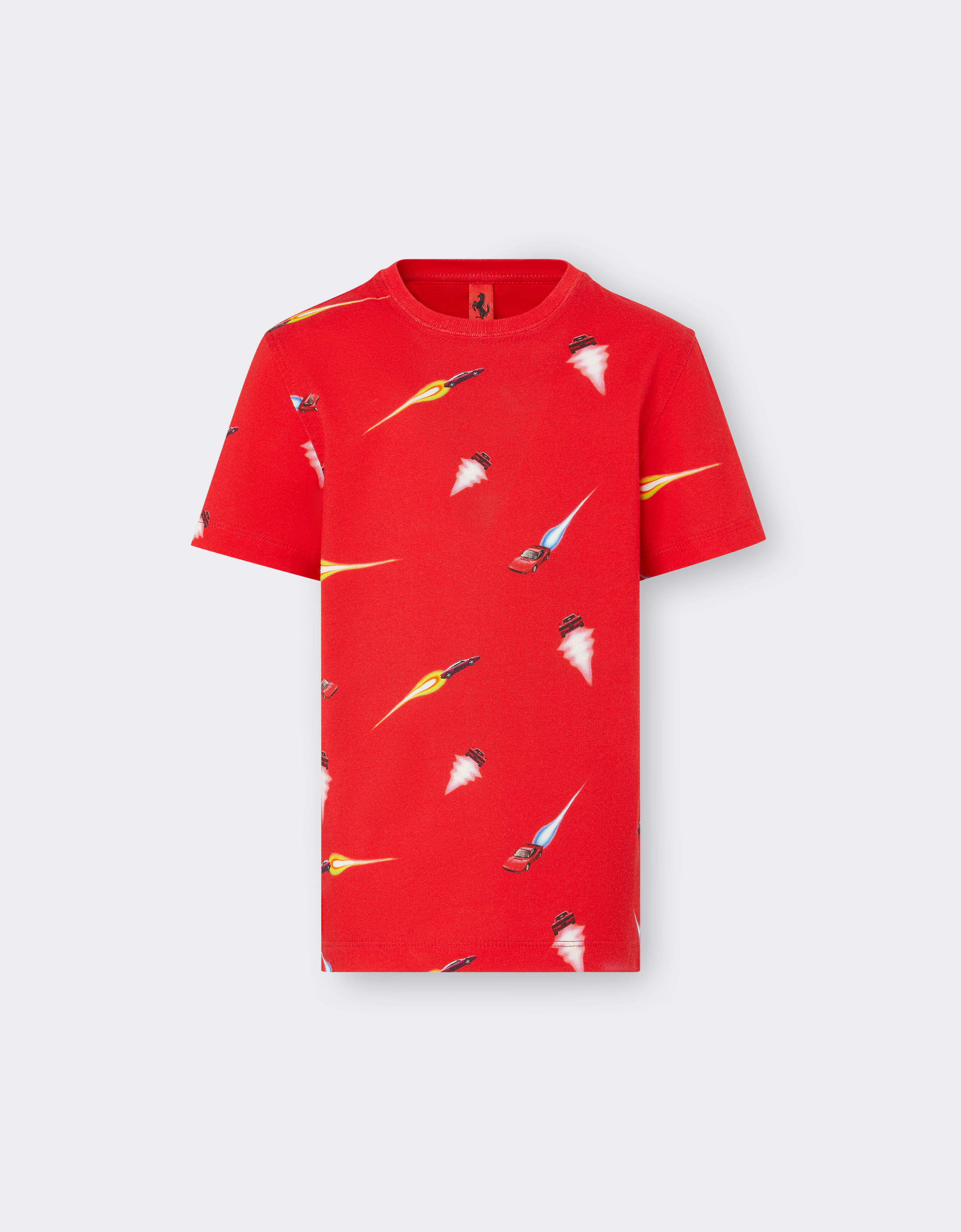 Ferrari T-Shirt aus Baumwolle mit Ferrari Cars-Print Rosso Corsa 20162fK