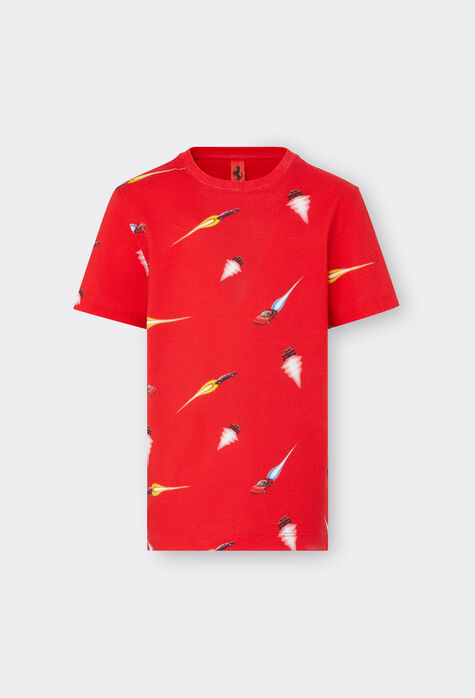 Ferrari コットン Tシャツ Ferrari Carsプリント アンティークブルー 20163fK
