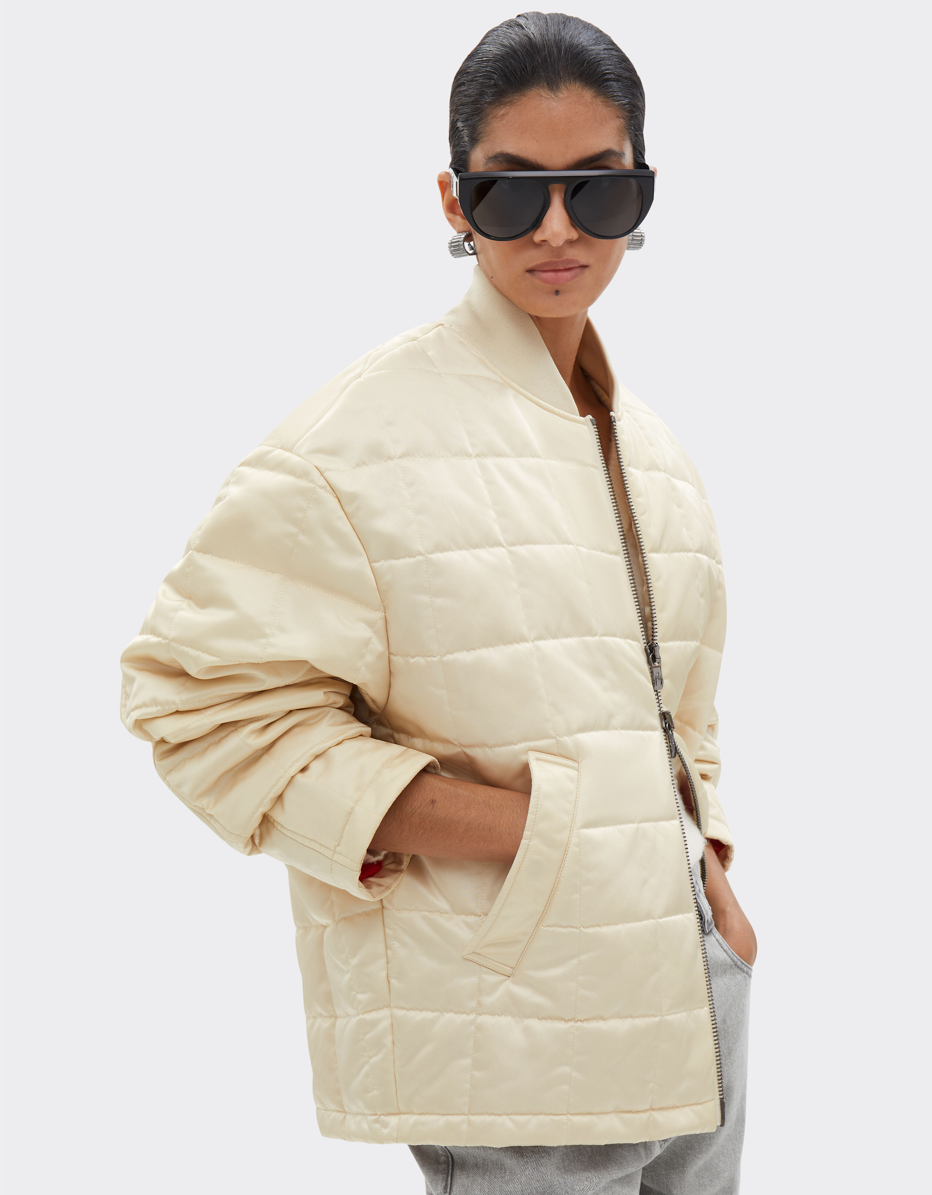 Ferrari Padded bomber jacket in technical fabric Ivory 21189f