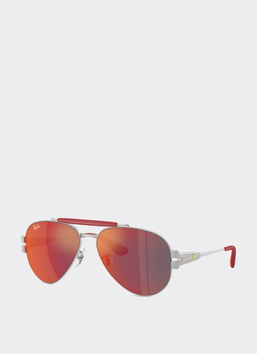 Ferrari Ray-Ban for Scuderia Ferrari RB3762M in silver-tone metal with blue/red mirror dark grey lenses Silver LA017f