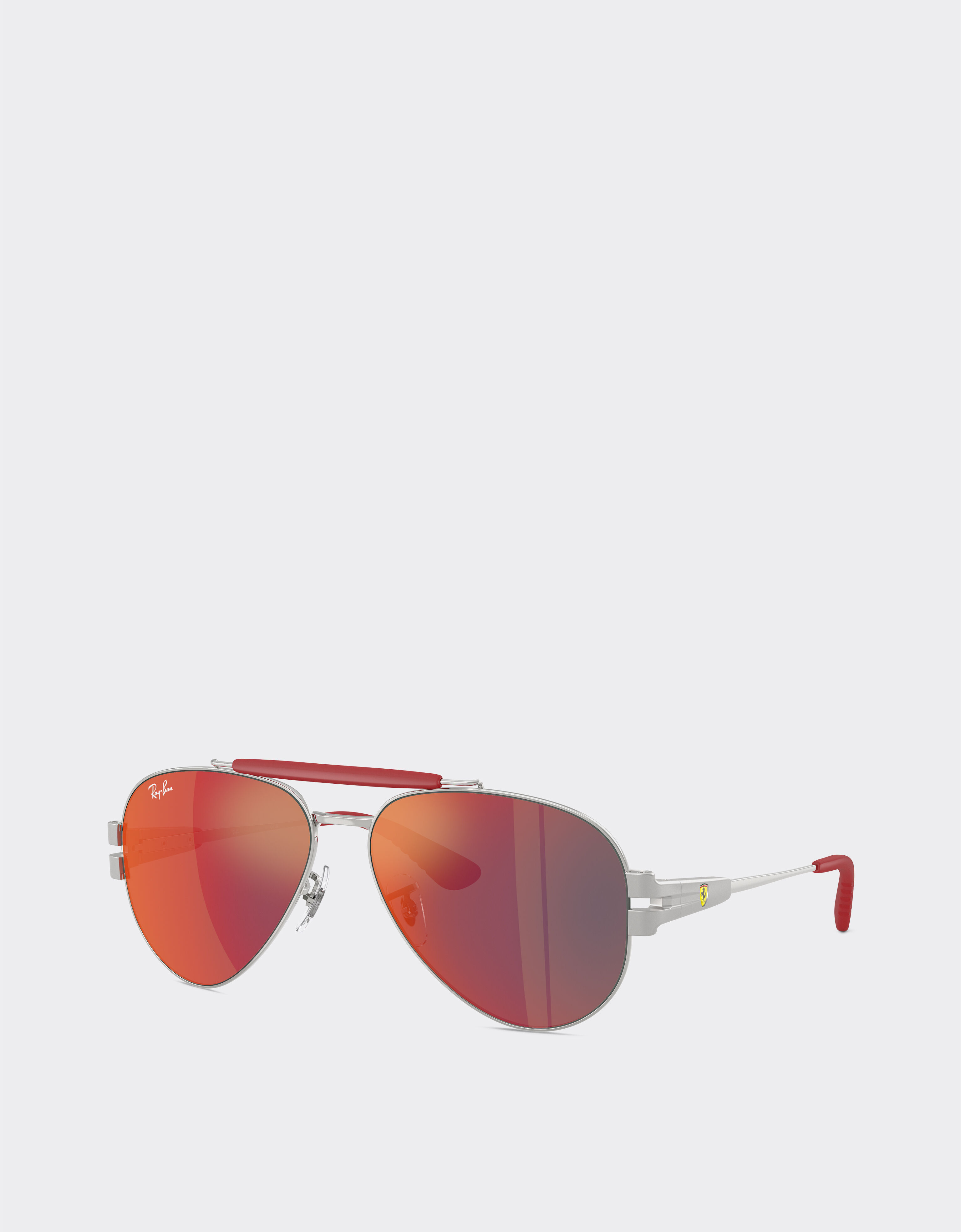 Ferrari Ray-Ban for Scuderia Ferrari RB3762M in silver-tone metal with blue/red mirror dark grey lenses Silver LA017f