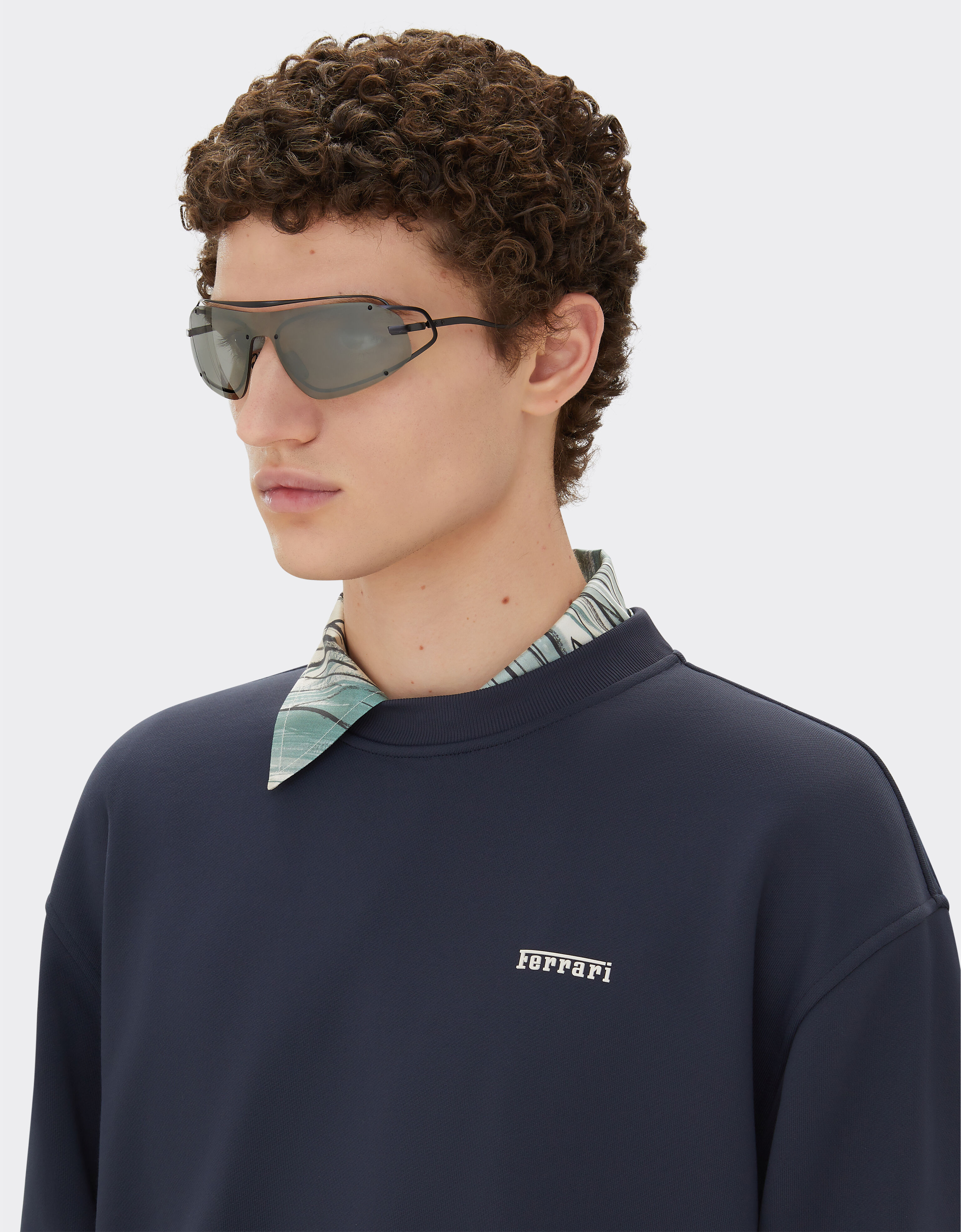 Ferrari Ferrari sunglasses in matt black titanium with silver gradient mirror grey shield Black Matt LA02Rf