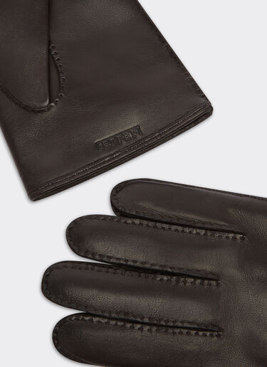 Ferrari Gants en cuir nappa avec logo Ferrari Dark Brown 21350f