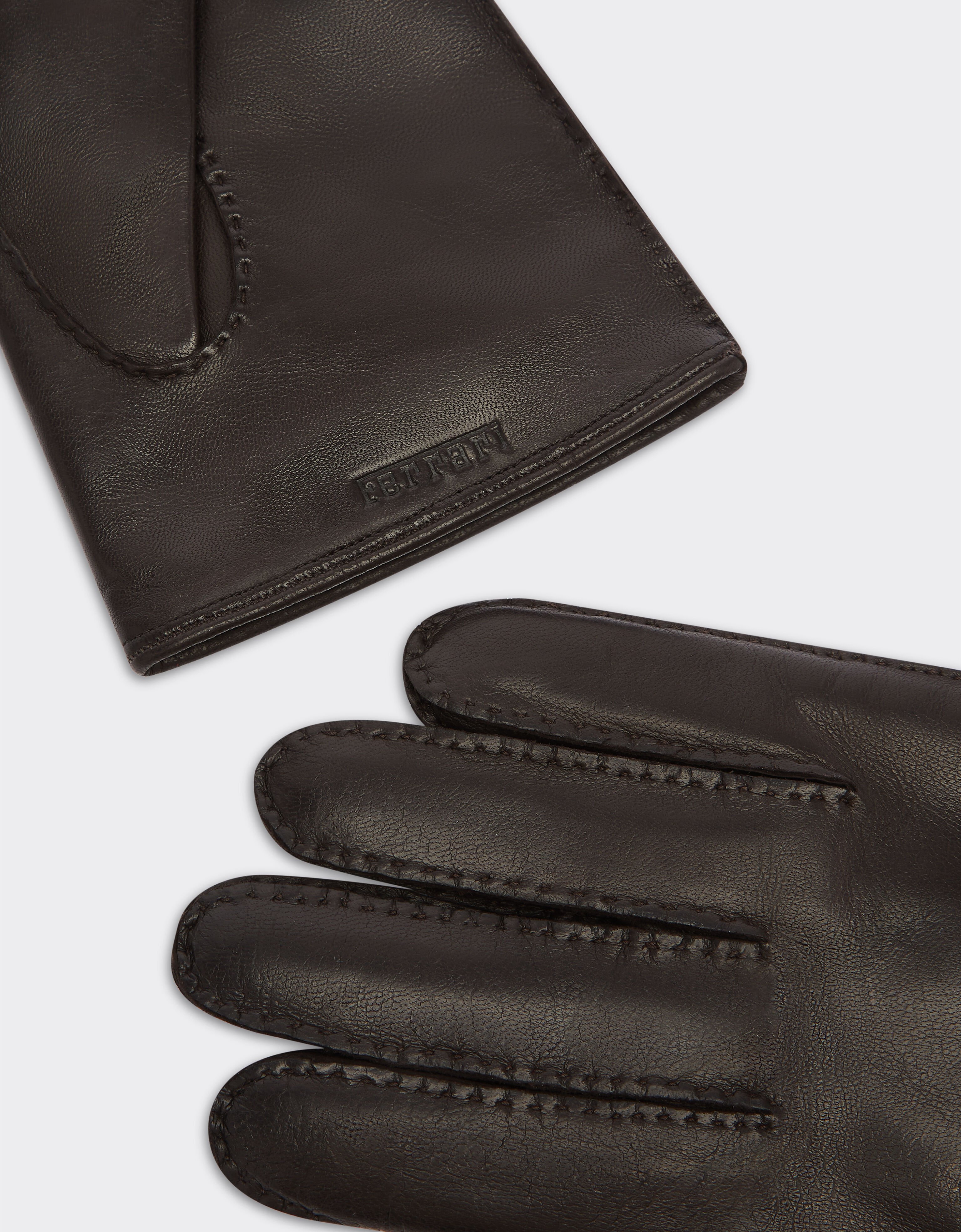 Ferrari Gants en cuir nappa avec logo Ferrari Dark Brown 21350f