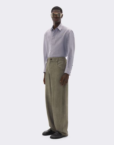 Ferrari Silk-blend Barré shirt with embroidery Powder Blue CWMSH0021WPL0012f