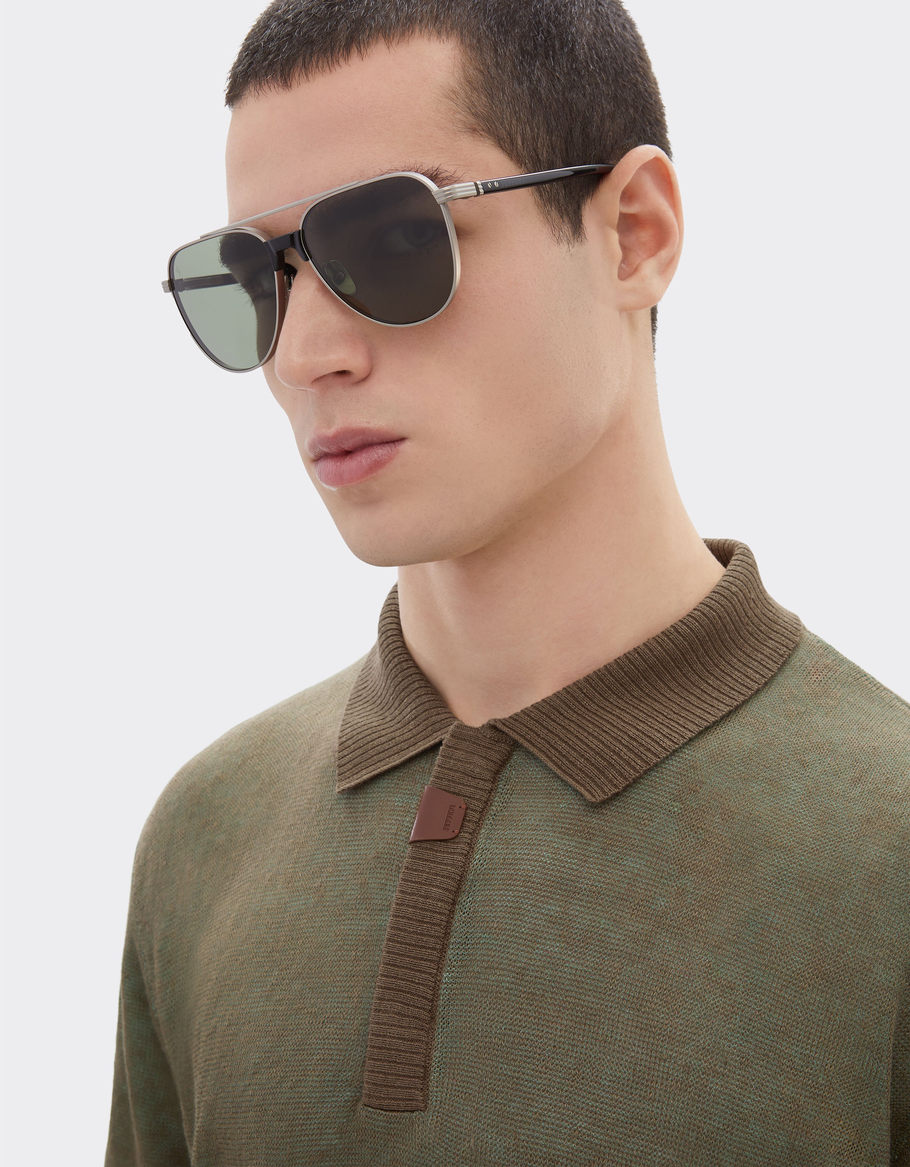 Ferrari Polo de lino, cachemira y seda Khaki Green 50115f