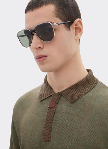 Ferrari Linen, cashmere, and silk polo shirt Khaki Green 50115f