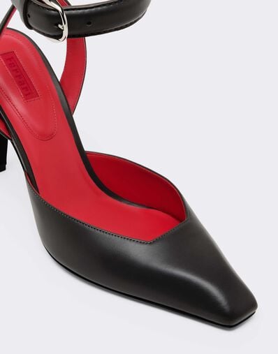 Leather Heeled Sandal Ferrari Leather Heeled Sandal Antracite CSWSA0011XL00003f