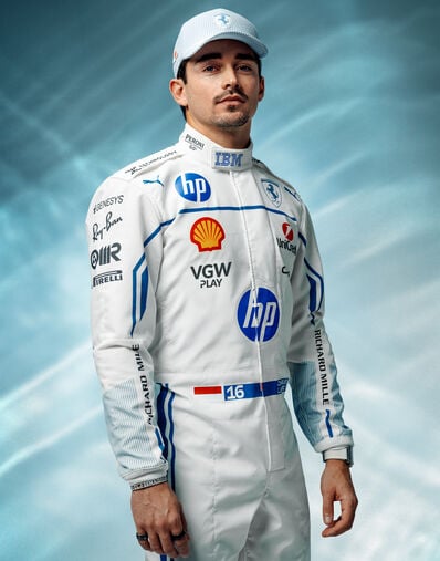 Ferrari Charles Leclerc Puma racing suit for Scuderia Ferrari Optical White LA091f