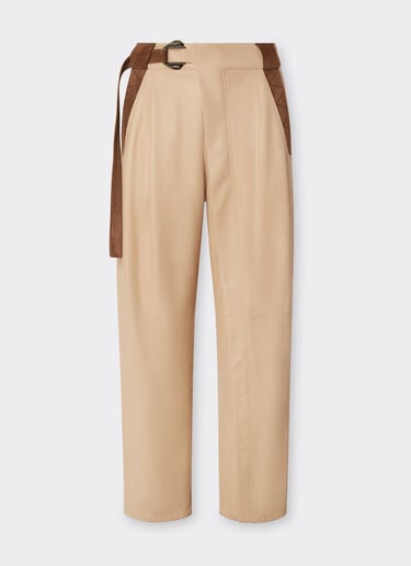 Trousers in nappa and suede Ferrari Trousers in nappa and suede Chalk 22585f