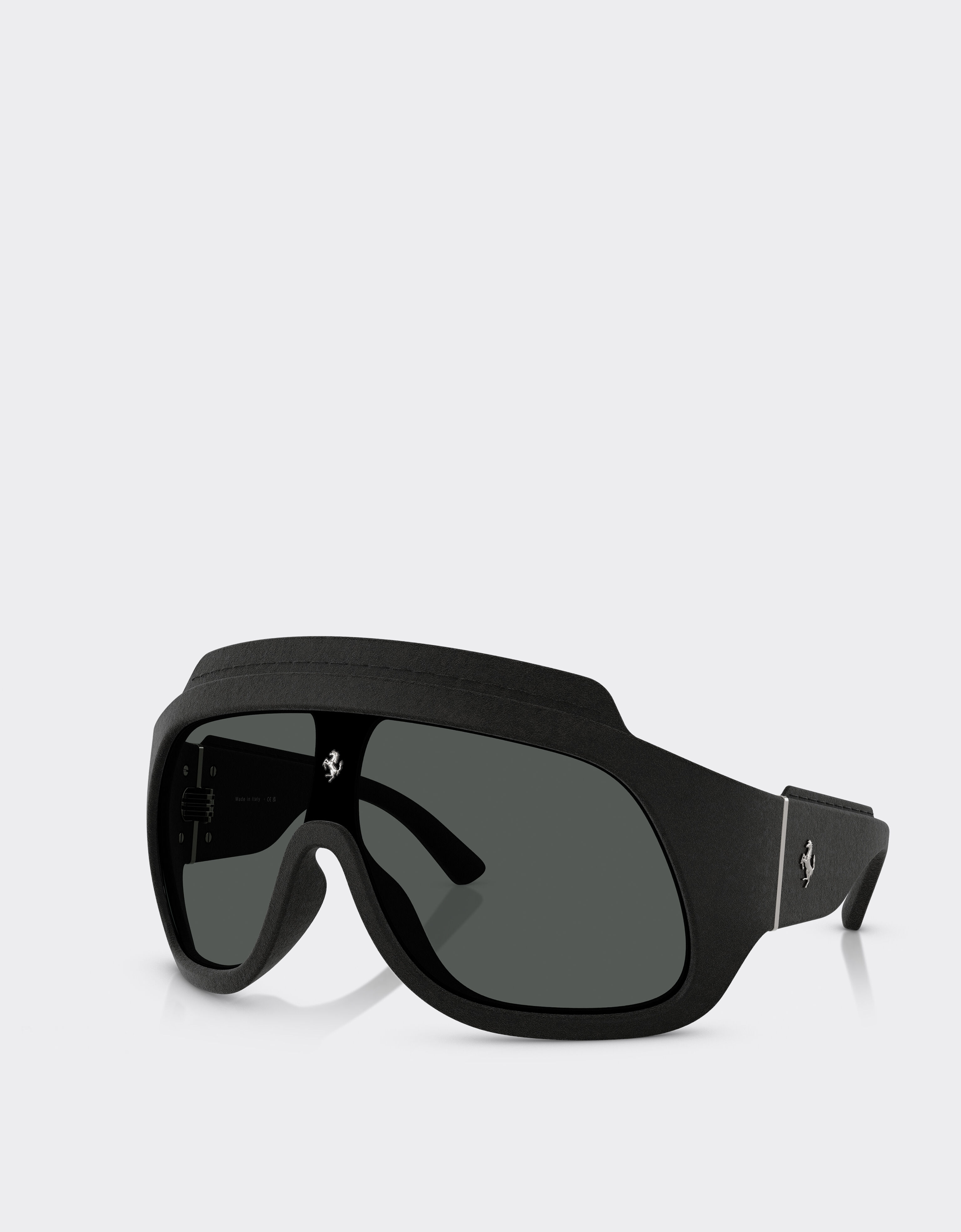 Ferrari Black Ferrari Limited Edition shield sunglasses in injected material and leather with dark grey lens Black F1581f