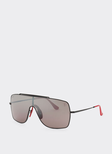 Ferrari Ray-Ban für Scuderia Ferrari RB3697MF aus schwarzem Metall mit violettem, verspiegeltem Glas Schwarz F1504f