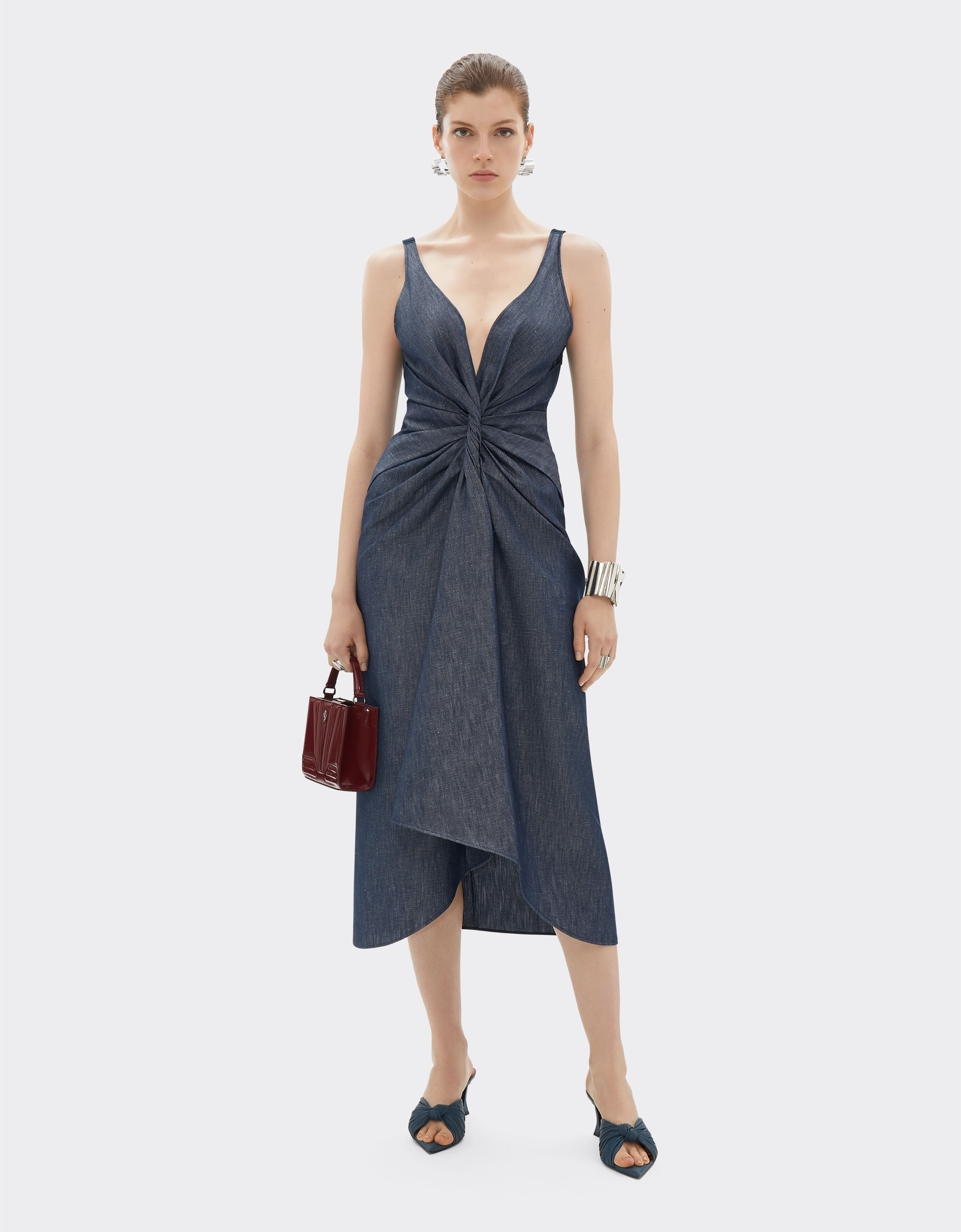 Ferrari Abito midi in tricotina effetto denim Denim Scuro 22446f