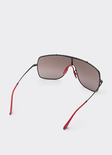 Ferrari Ray-Ban für Scuderia Ferrari RB3697MF aus schwarzem Metall mit violettem, verspiegeltem Glas Schwarz F1504f