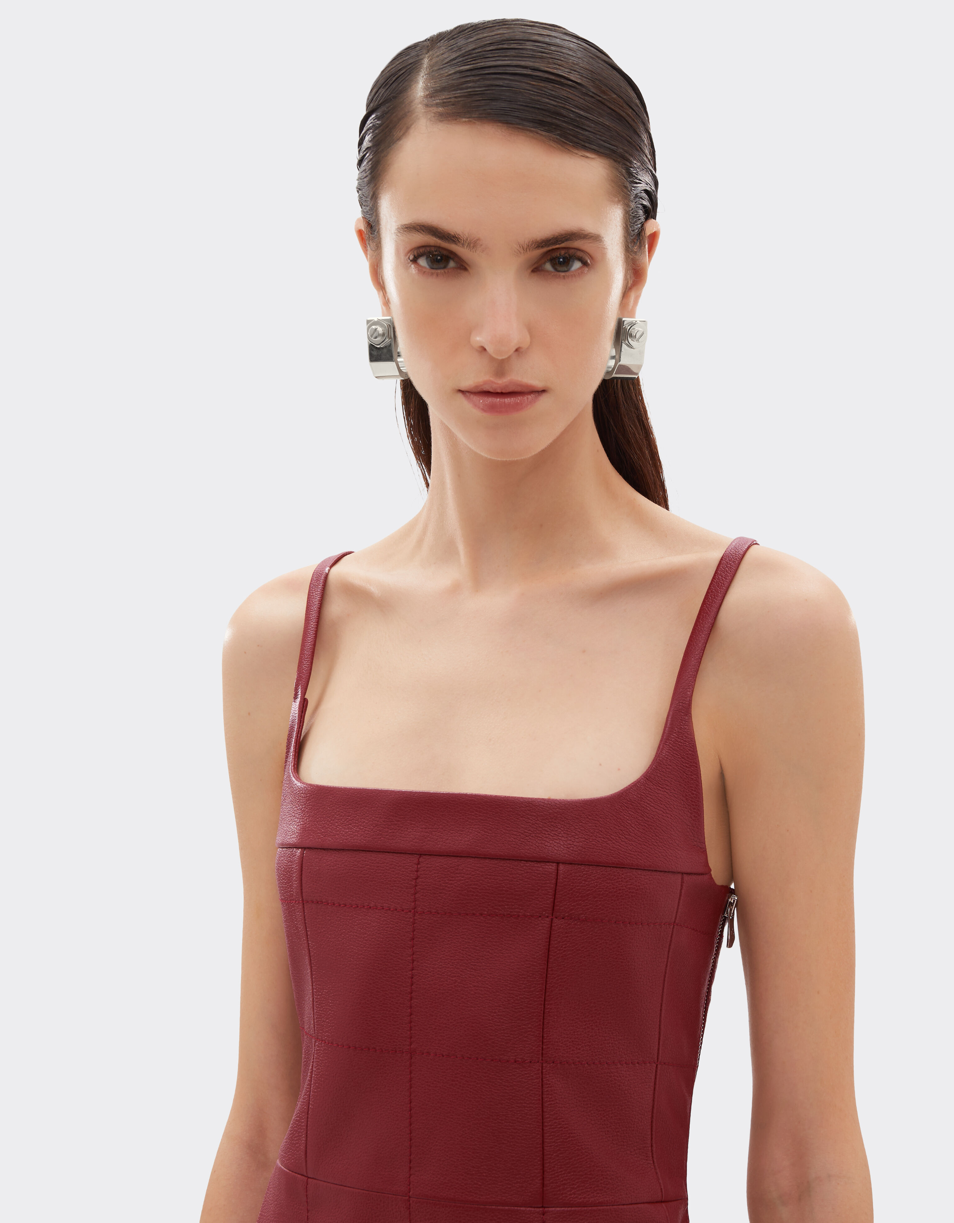 Ferrari Robe midi en cuir nappa effet cerf Rouge Maison 49913f