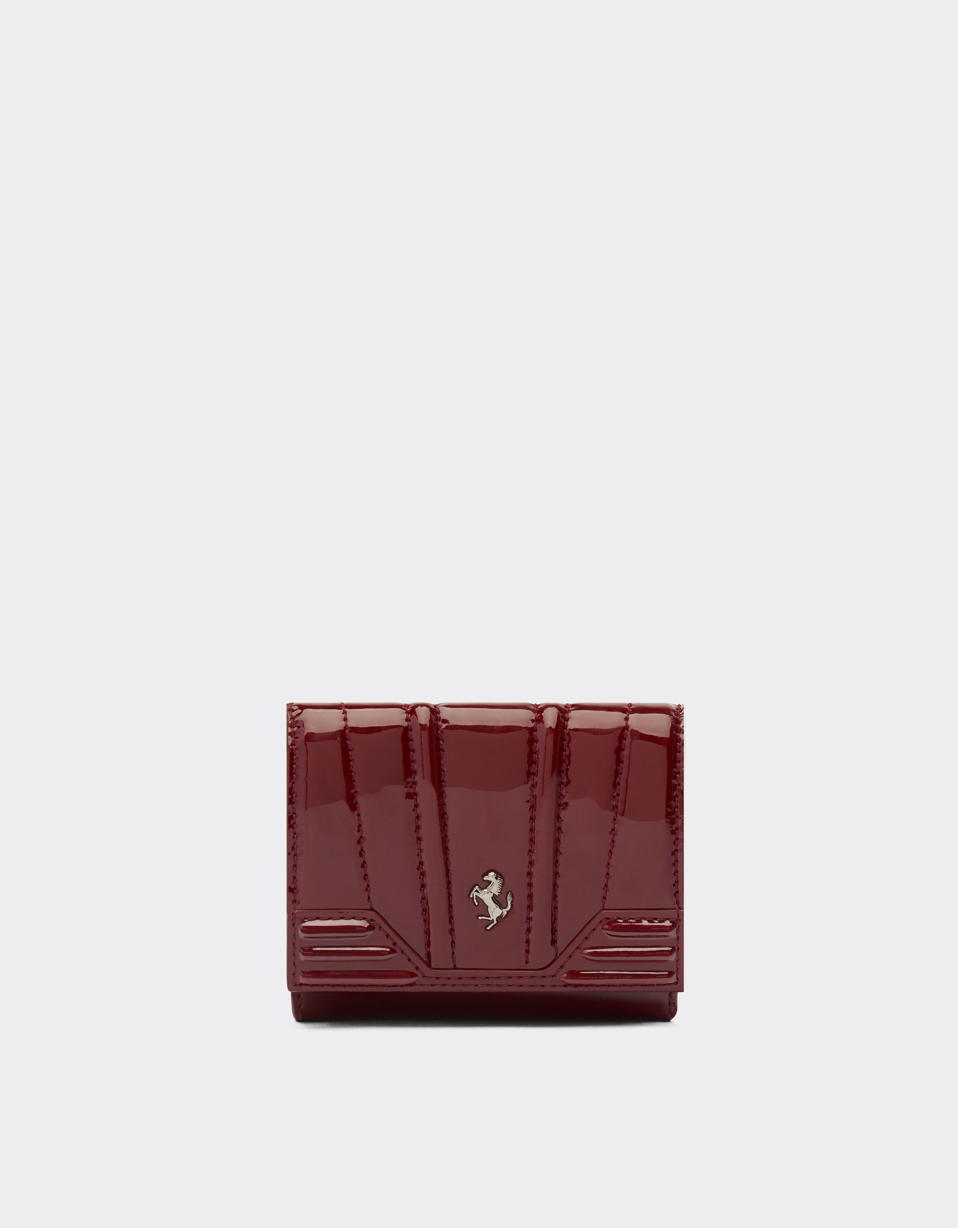 Ferrari Portemonnaie aus glänzendem Lackleder, dreifach faltbar Bordeaux 20426f